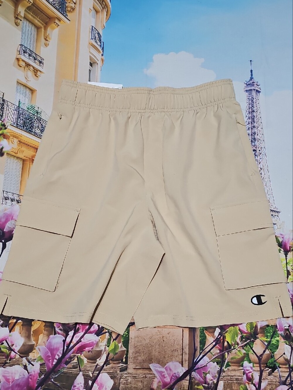 Champion Men’s Tan Cargo Shorts with Elastic Waist